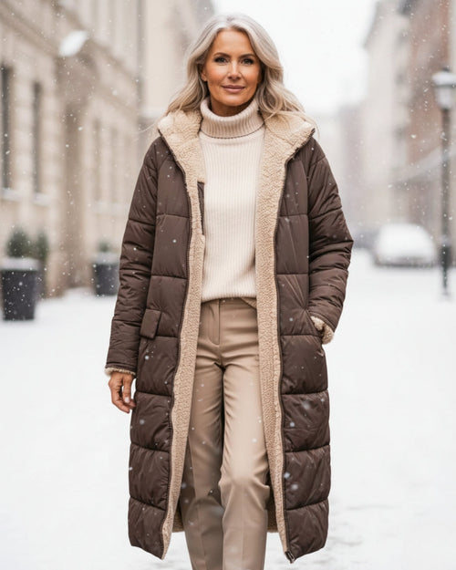 Elena | Abrigo largo reversible sherpa 2 en 1