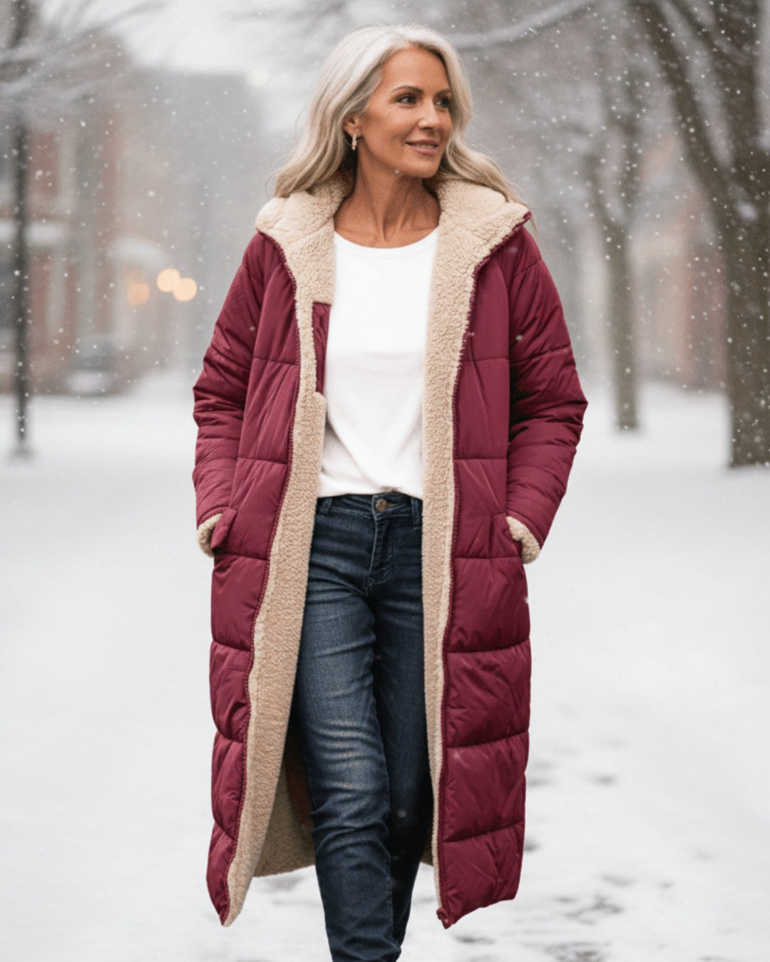 Elena | Abrigo largo reversible sherpa 2 en 1