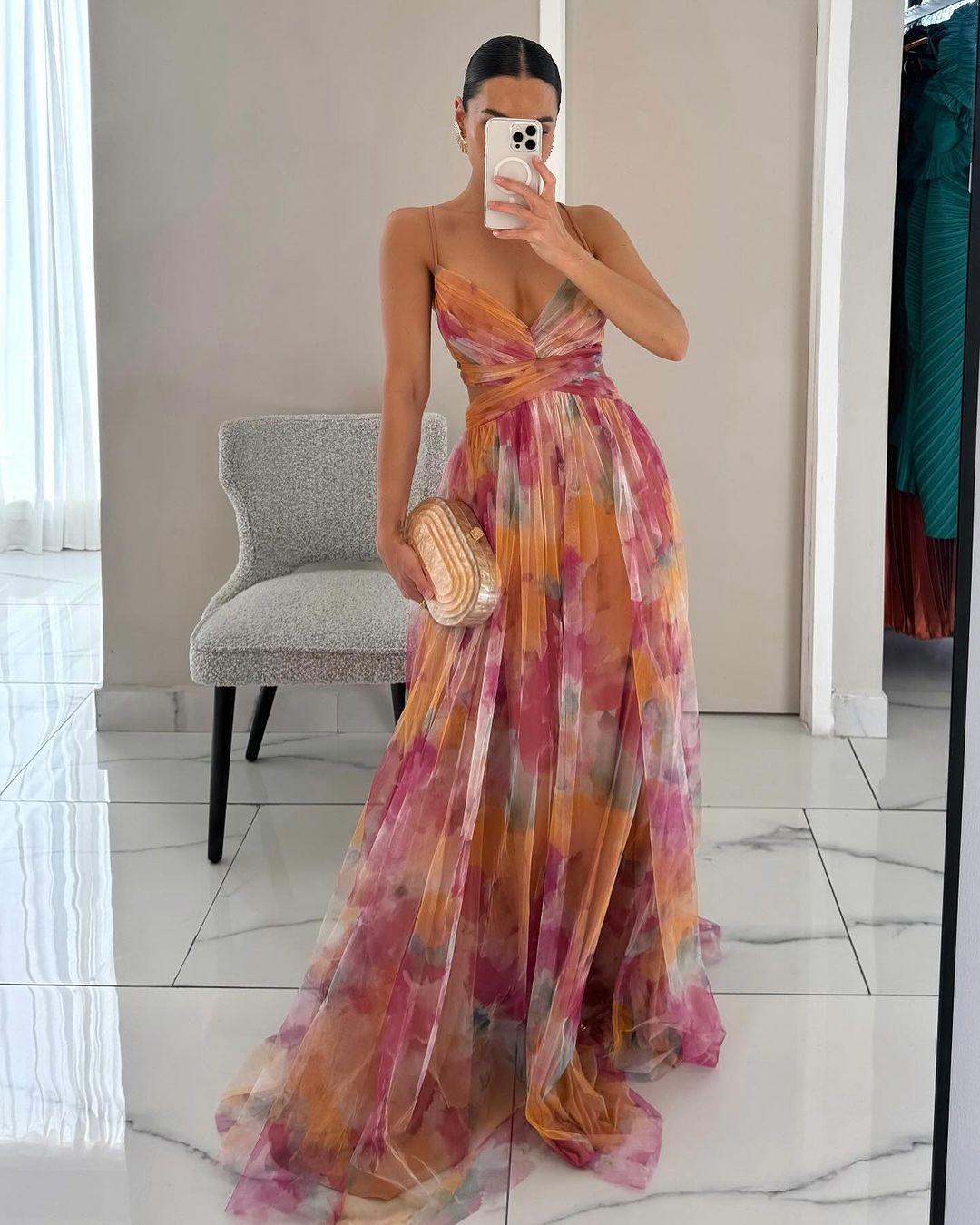 Victoria | Vestido largo con estampado floral encantador