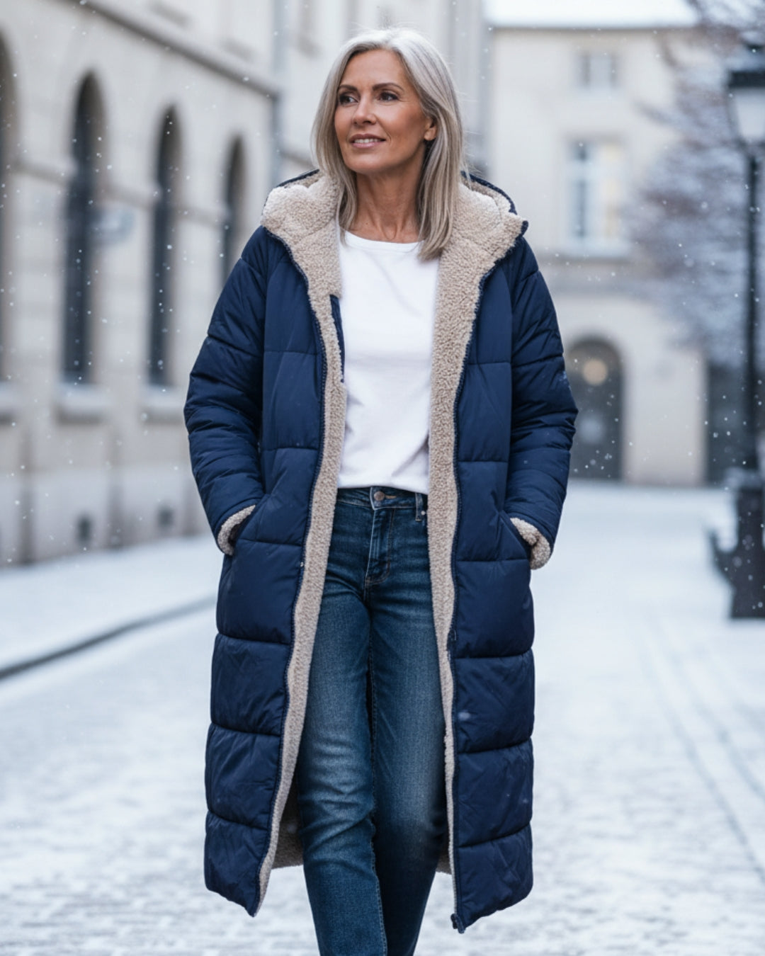 Elena | Abrigo largo reversible sherpa 2 en 1