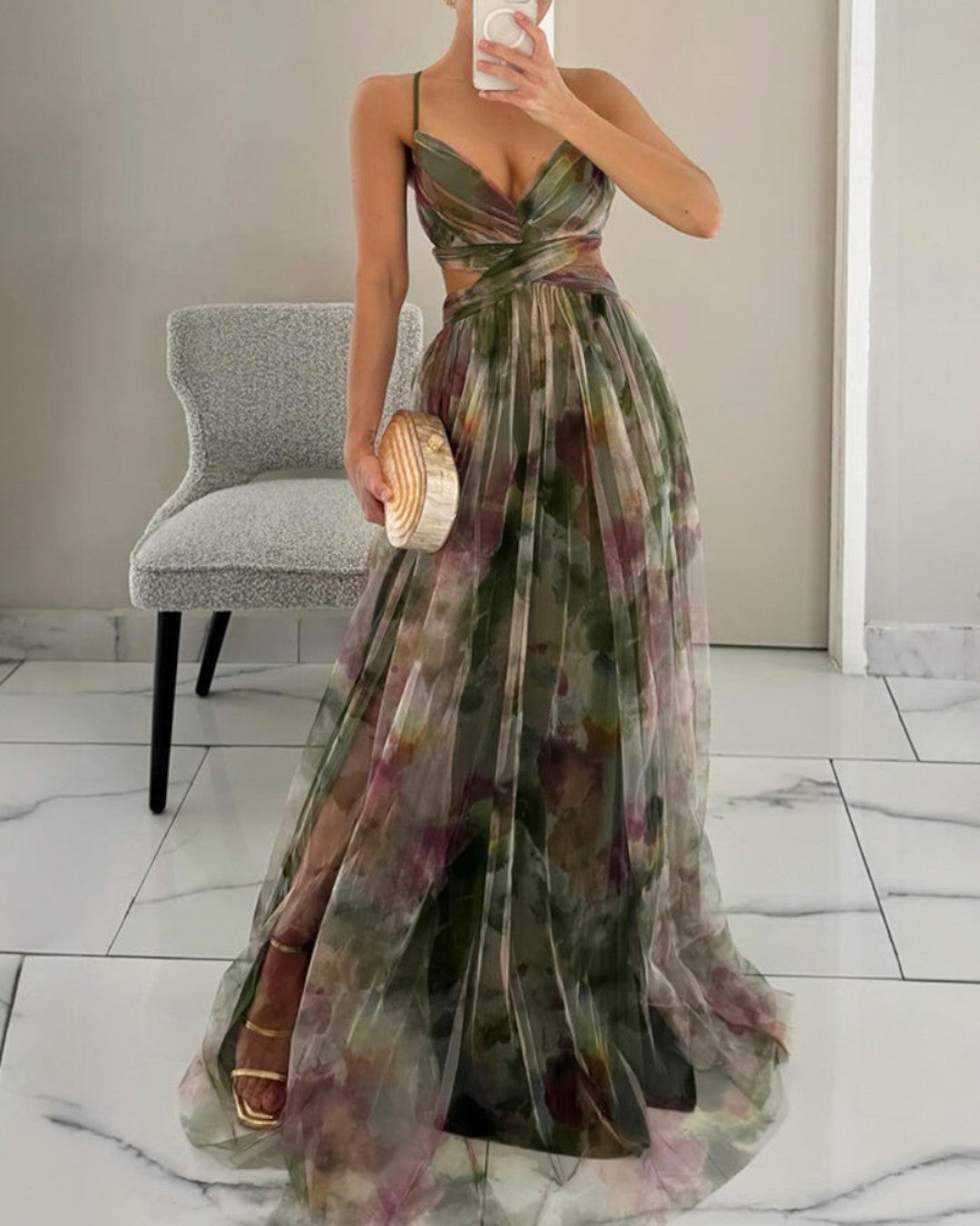 Victoria | Vestido largo con estampado floral encantador