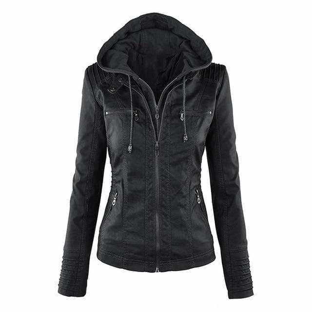 Brunella | Chaqueta de cuero con capucha
