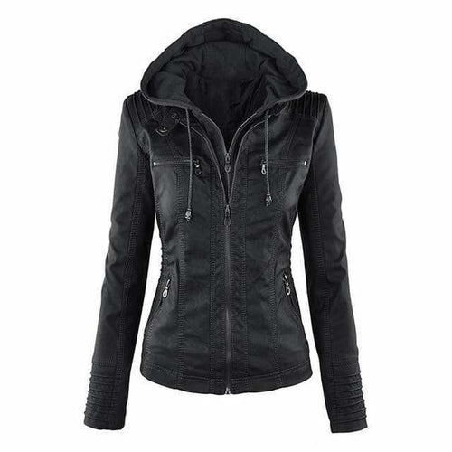 Brunella | Chaqueta de cuero con capucha