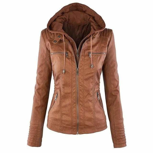 Brunella | Chaqueta de cuero con capucha