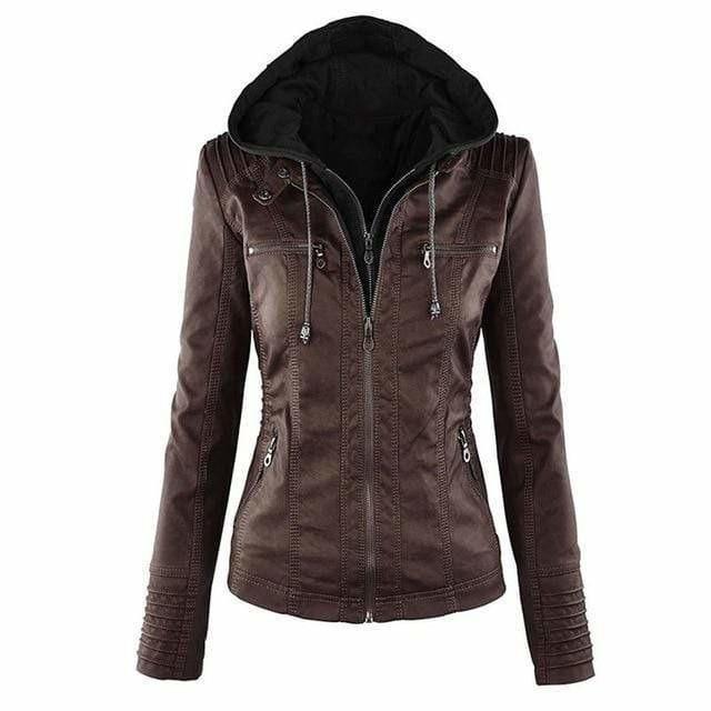 Brunella | Chaqueta de cuero con capucha