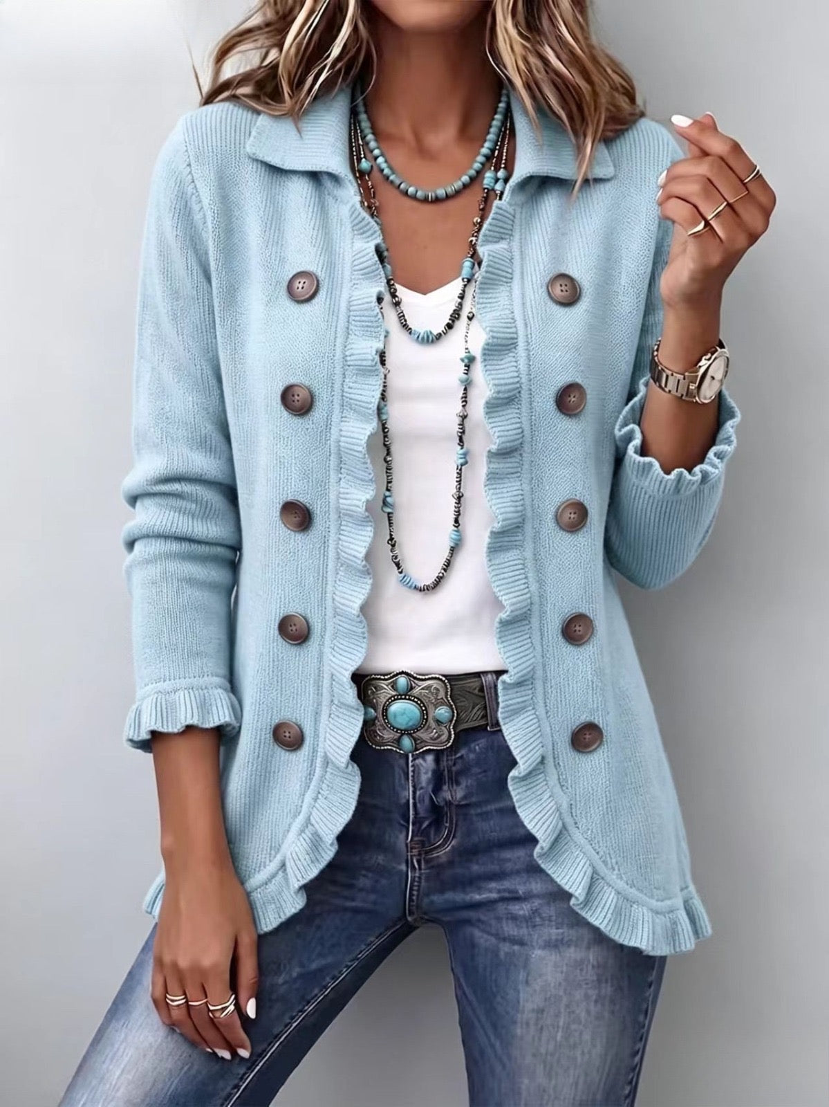 Pasqualina | Chaqueta elegante con volantes y botones
