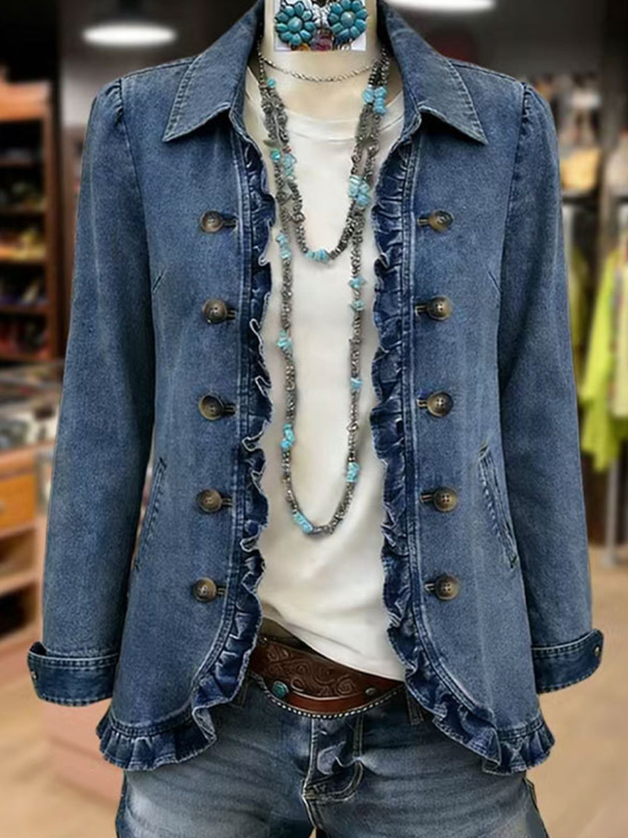 Teodora | Chaqueta elegante con volantes y botones decorativos