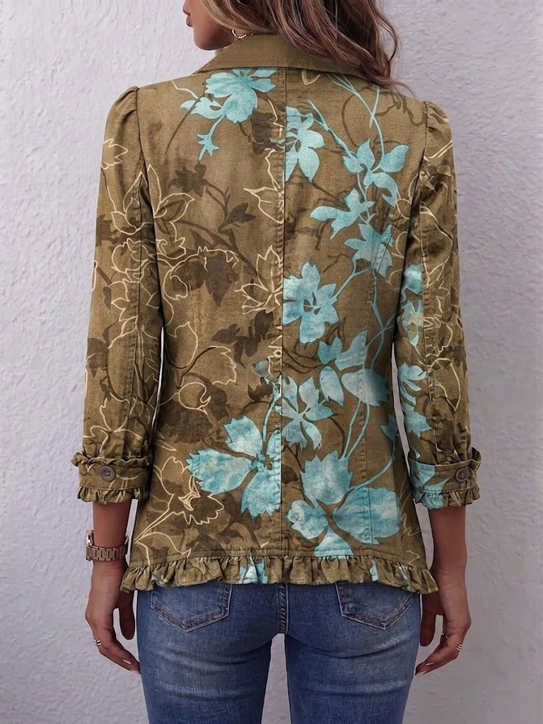 Pierangela | Elegante Chaqueta Floral con Volantes