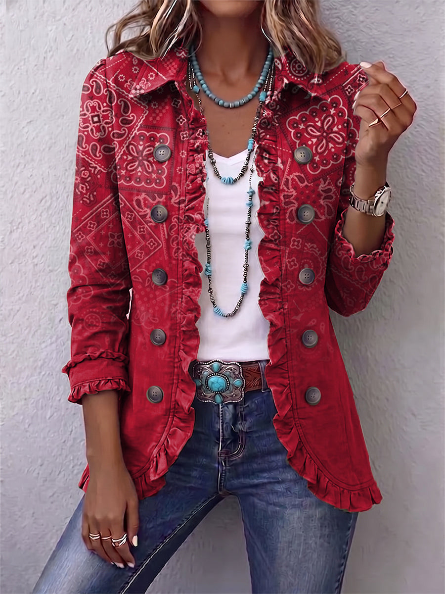 Maria | Elegante chaqueta bandana con volantes, moderna y refinada
