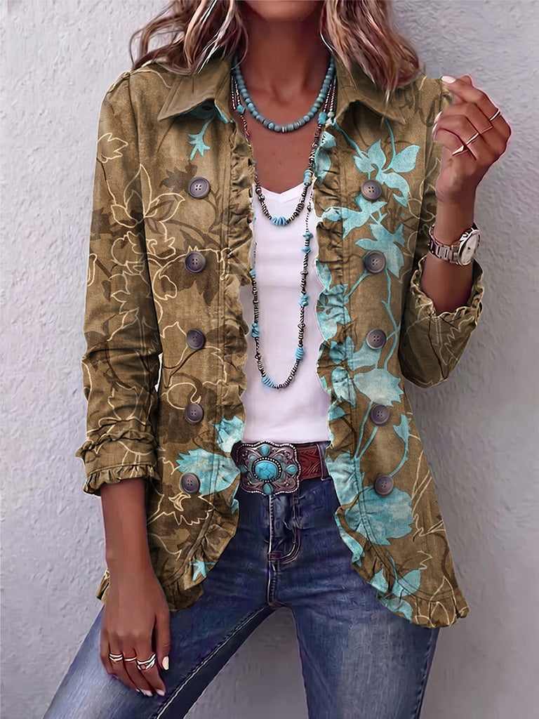 Pierangela | Elegante Chaqueta Floral con Volantes