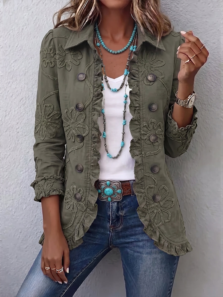 Simonetta | Elegante chaqueta floral con volante