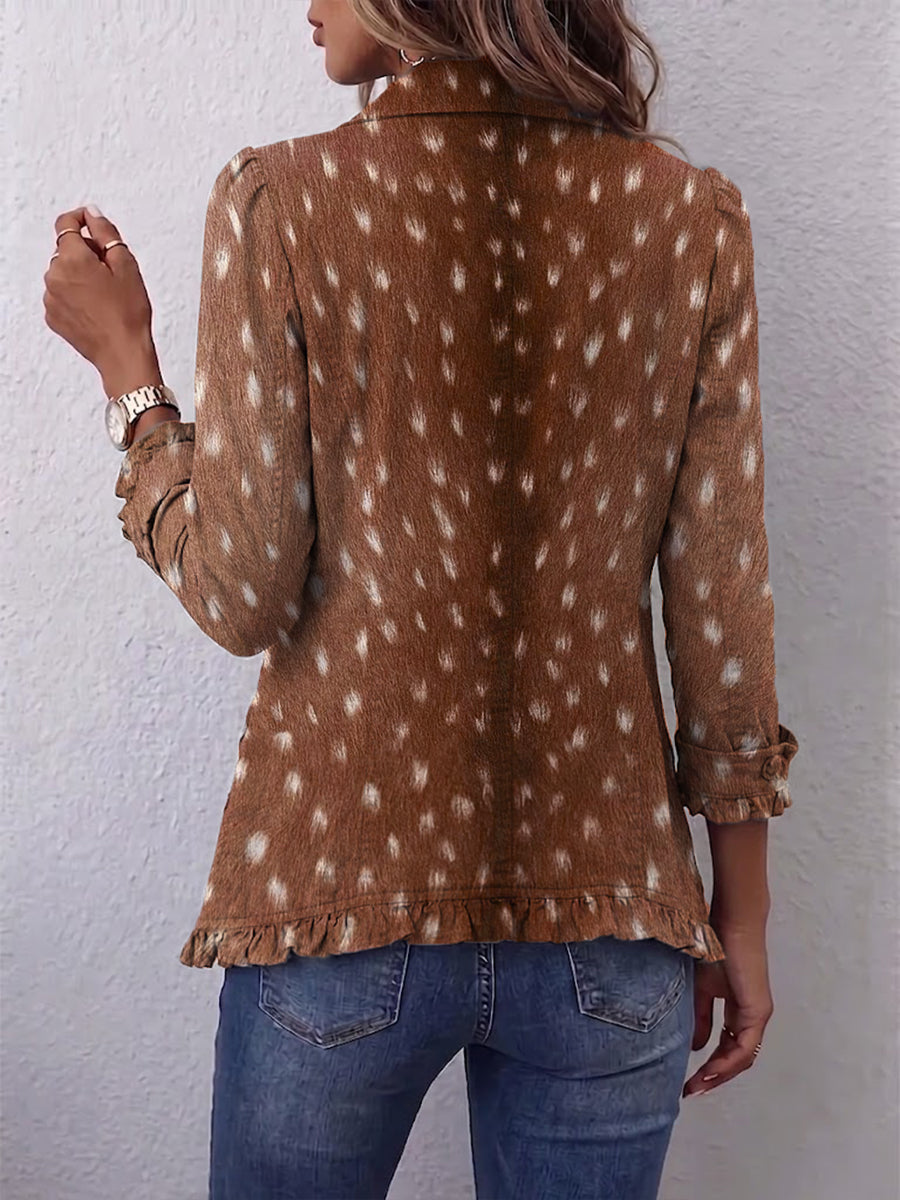 Rosalba | Chaqueta estampada elegante con volantes femeninos