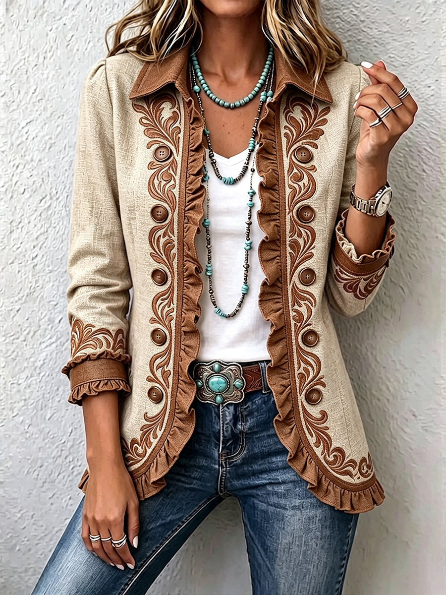 Morena | Chaqueta bordada con elegantes volantes