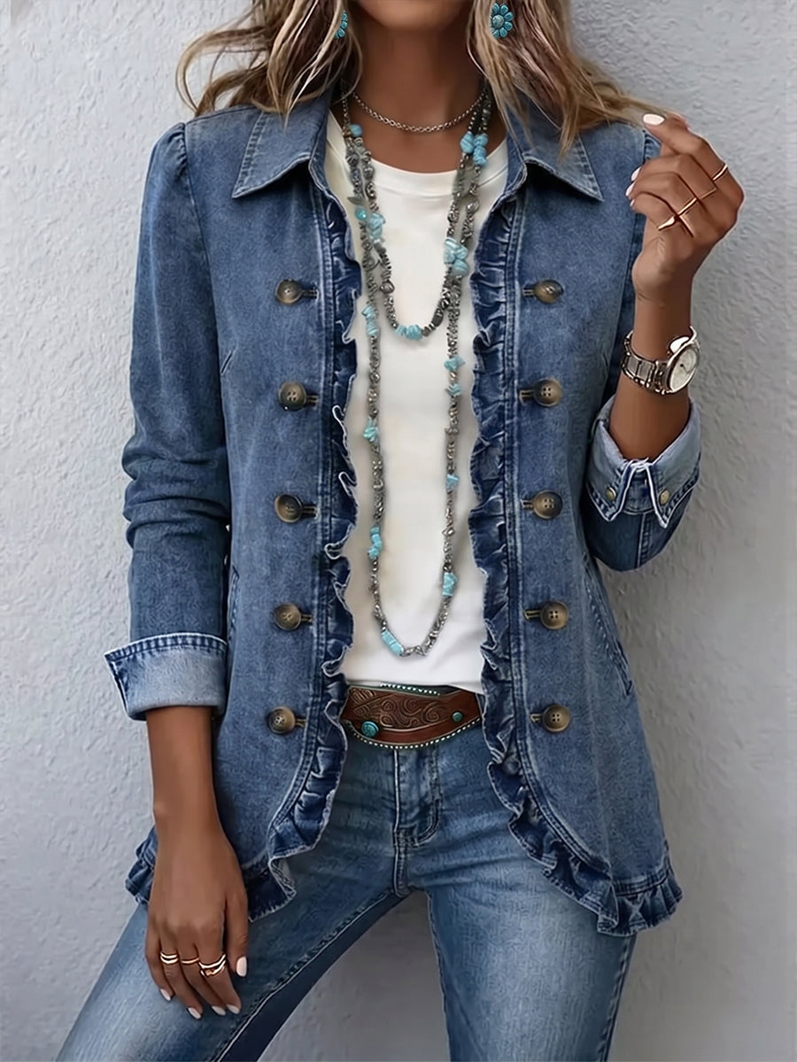 Teodora | Chaqueta elegante con volantes y botones decorativos