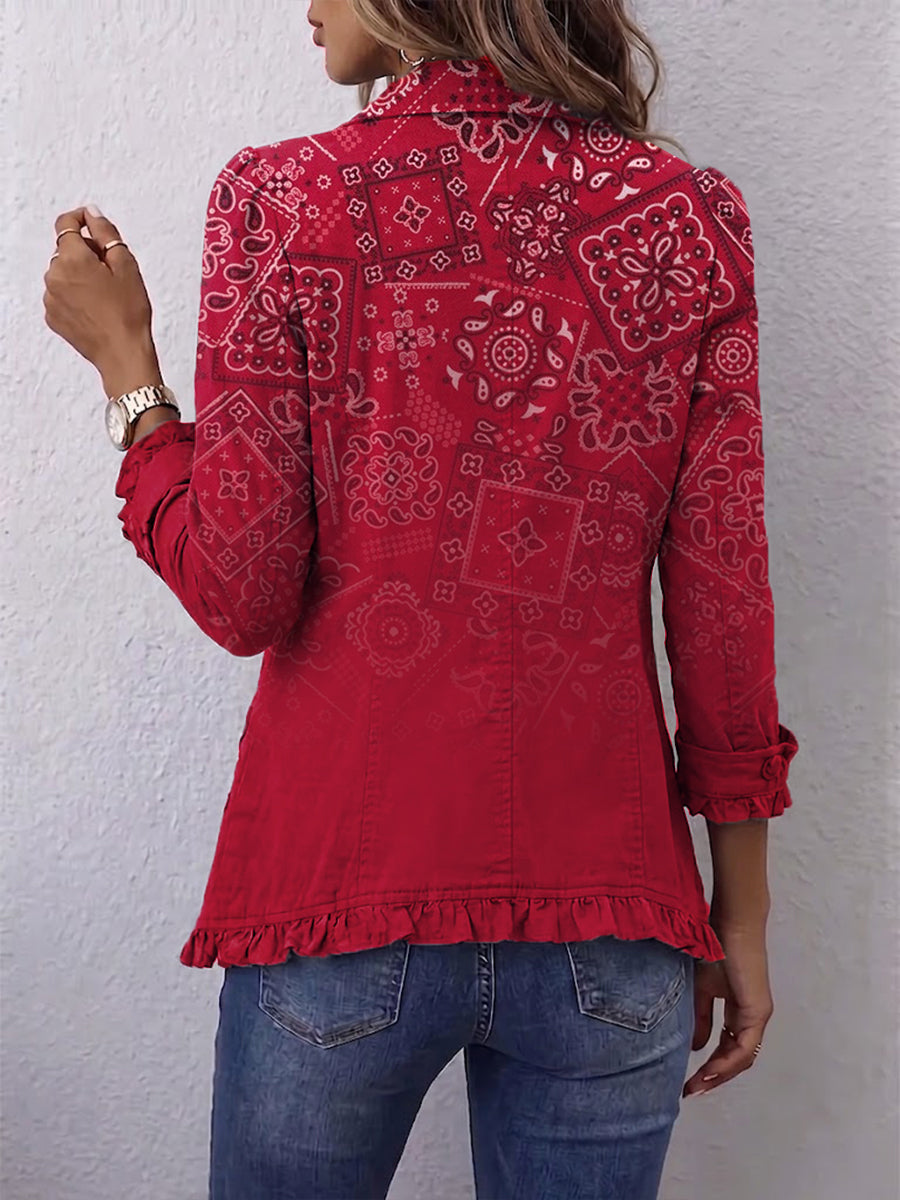 Maria | Elegante chaqueta bandana con volantes, moderna y refinada